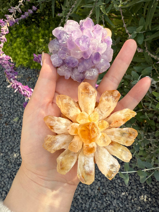 Handcrafted Natural Amethyst Rough Crystal Flower