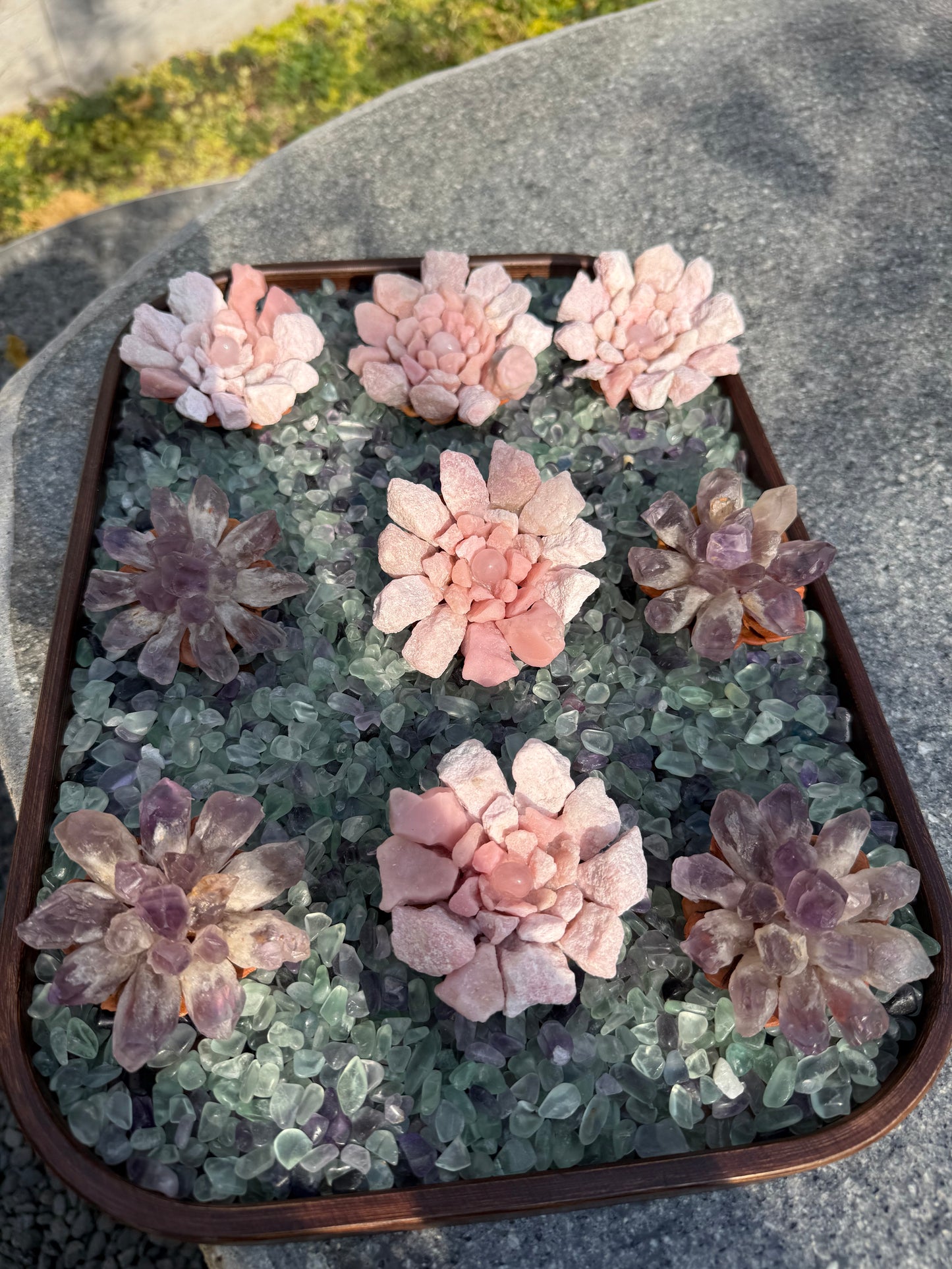 Handcrafted Natural Rose Quartz Crystal Flower