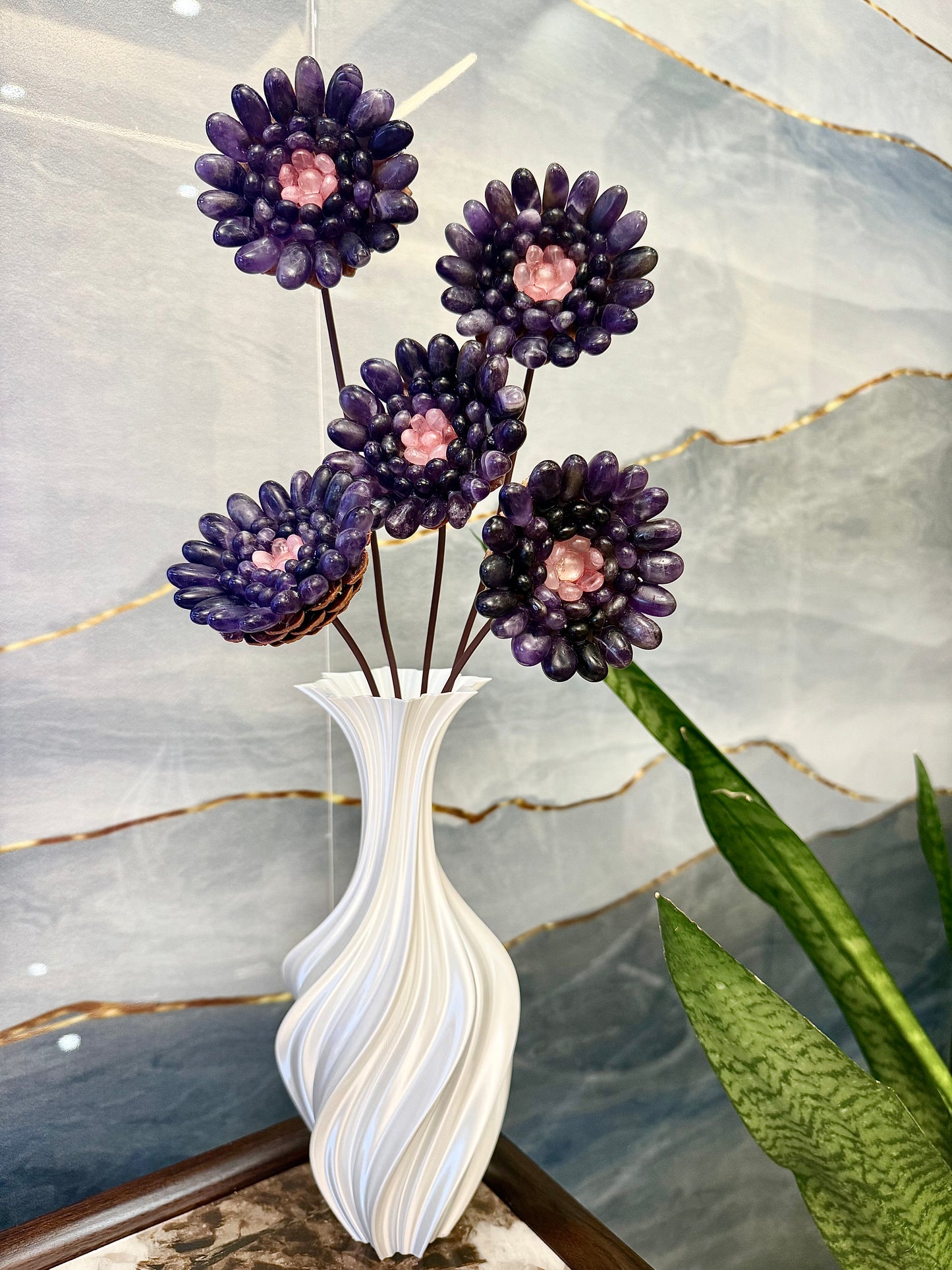 Handcrafted natural amethyst flower
