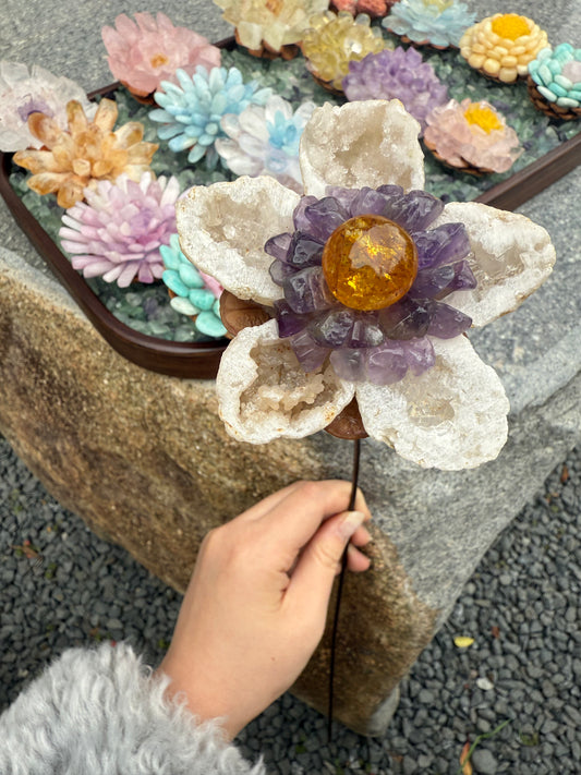 Handcrafted Natural Crystal Geode Flower