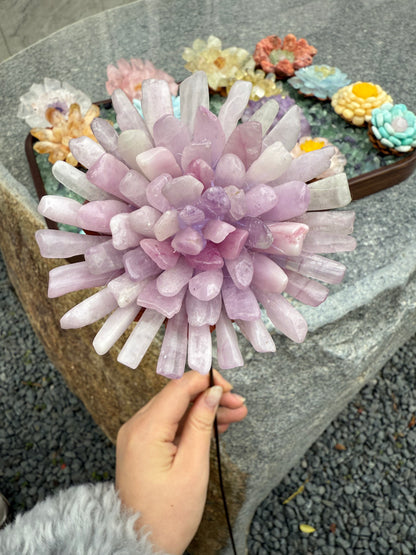 Handcrafted Natural Purple Lithium-Rich Quartz Flower