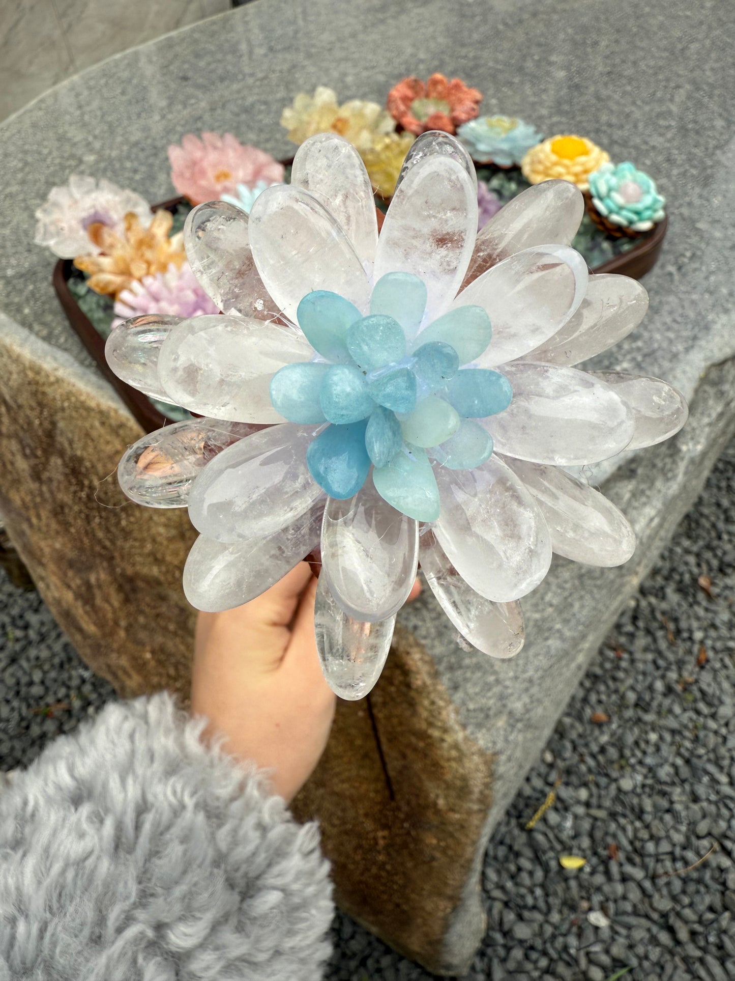 Handcrafted Natural Clear Crystal Flower