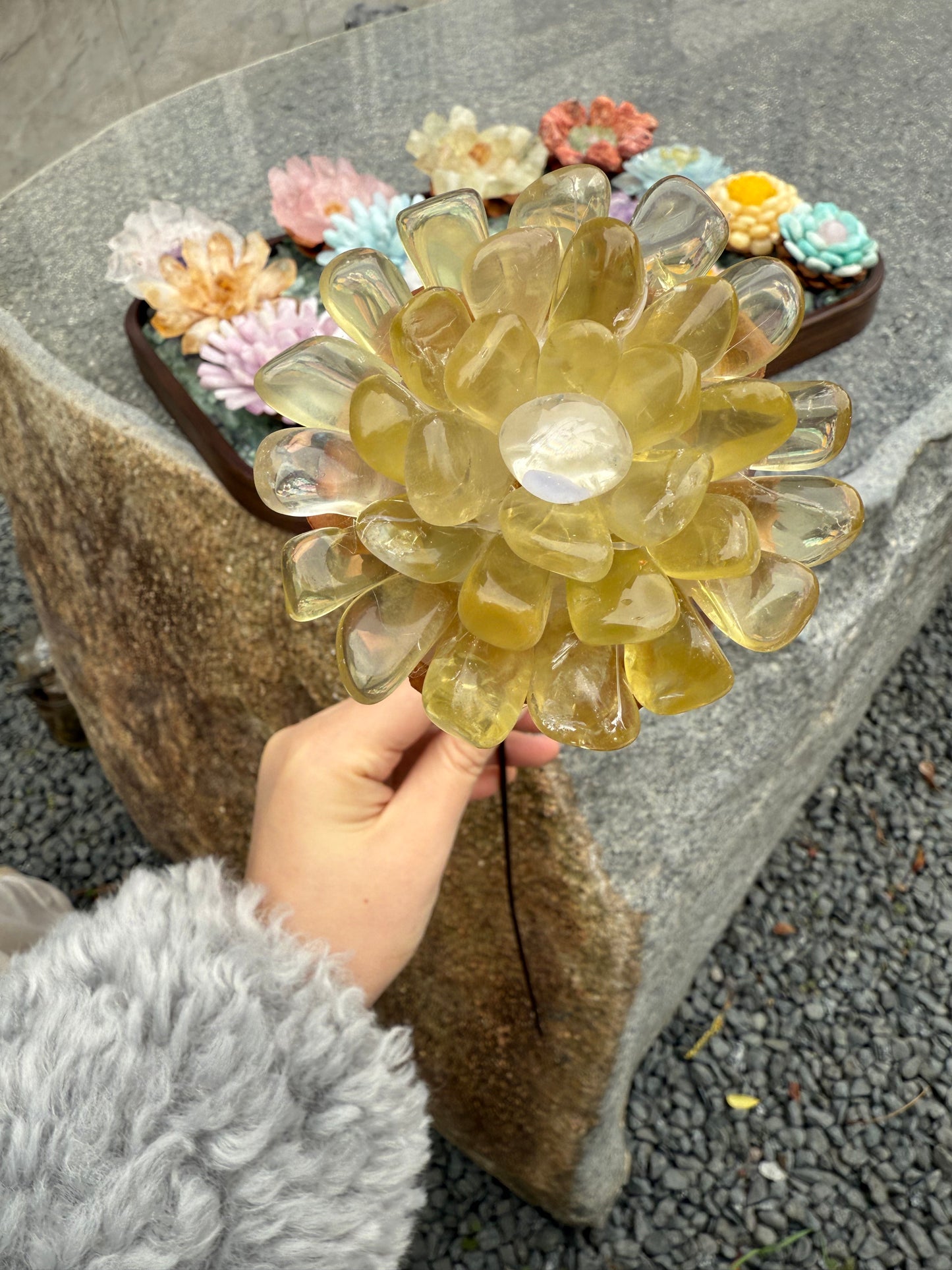 Handcrafted Natural Citrine Crystal Flower