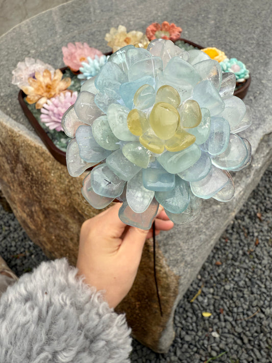 Handcrafted Natural Aquamarine Crystal Flower