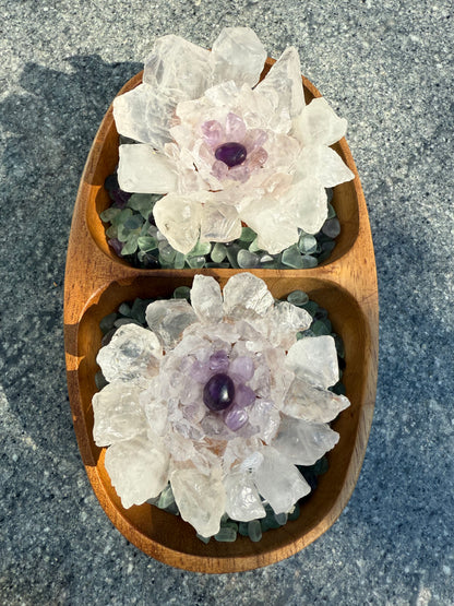 Handcrafted Natural Clear Quartz Rough Flower