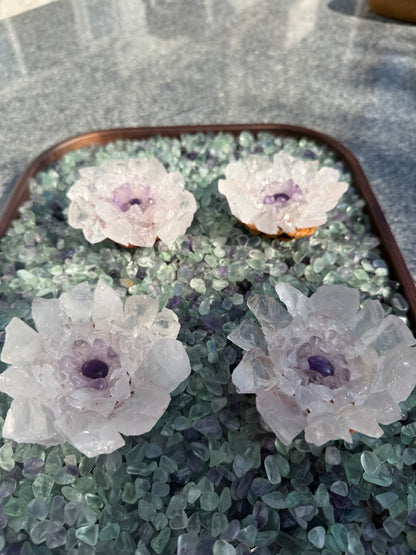 Handcrafted Natural Clear Quartz Rough Flower