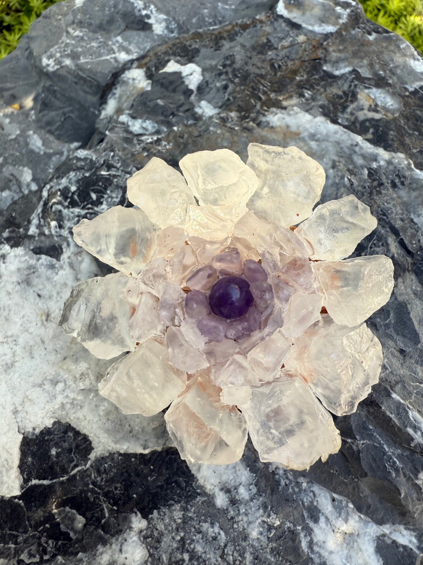 Handcrafted Natural Clear Quartz Rough Flower