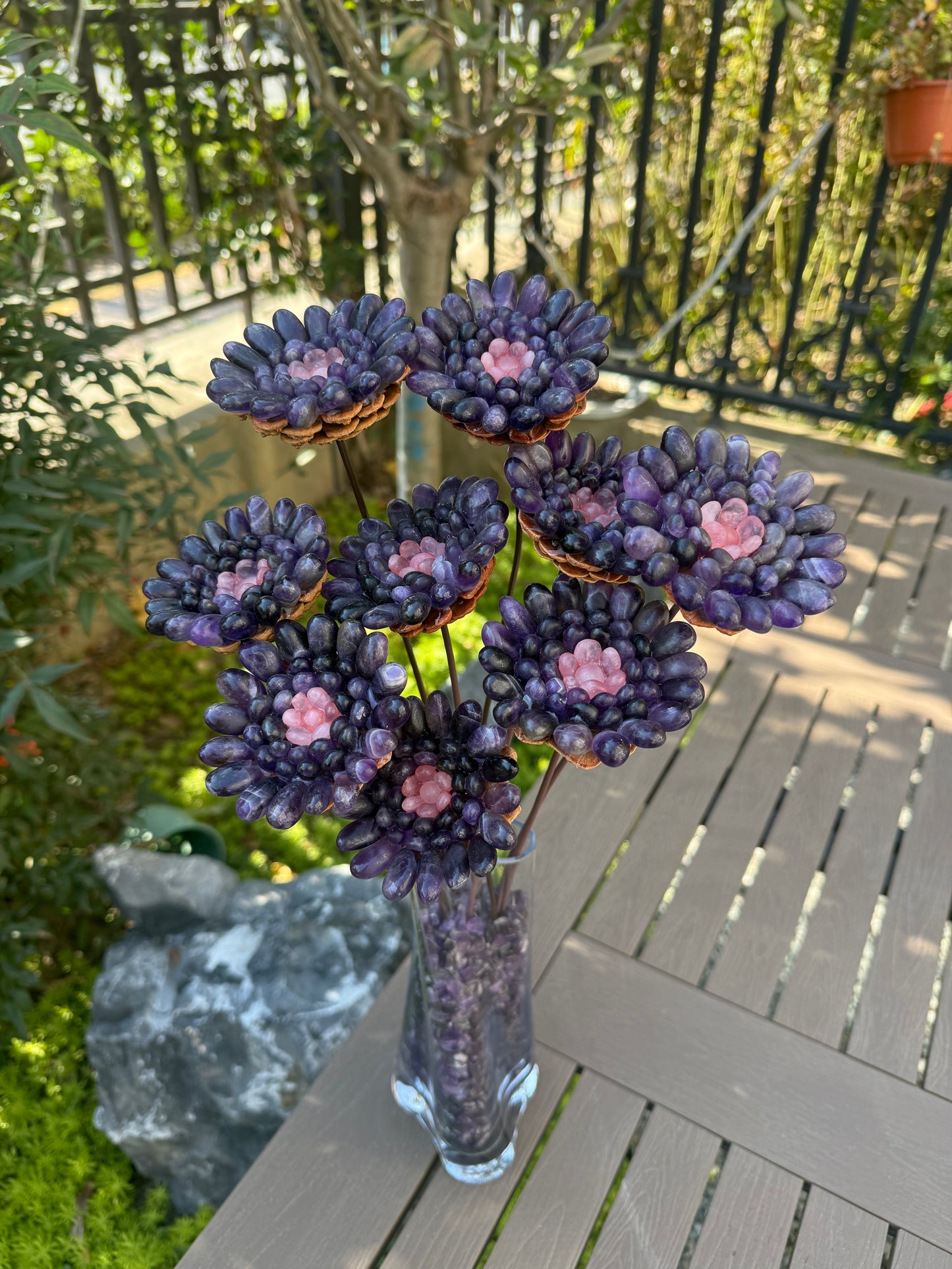 Handcrafted natural amethyst flower