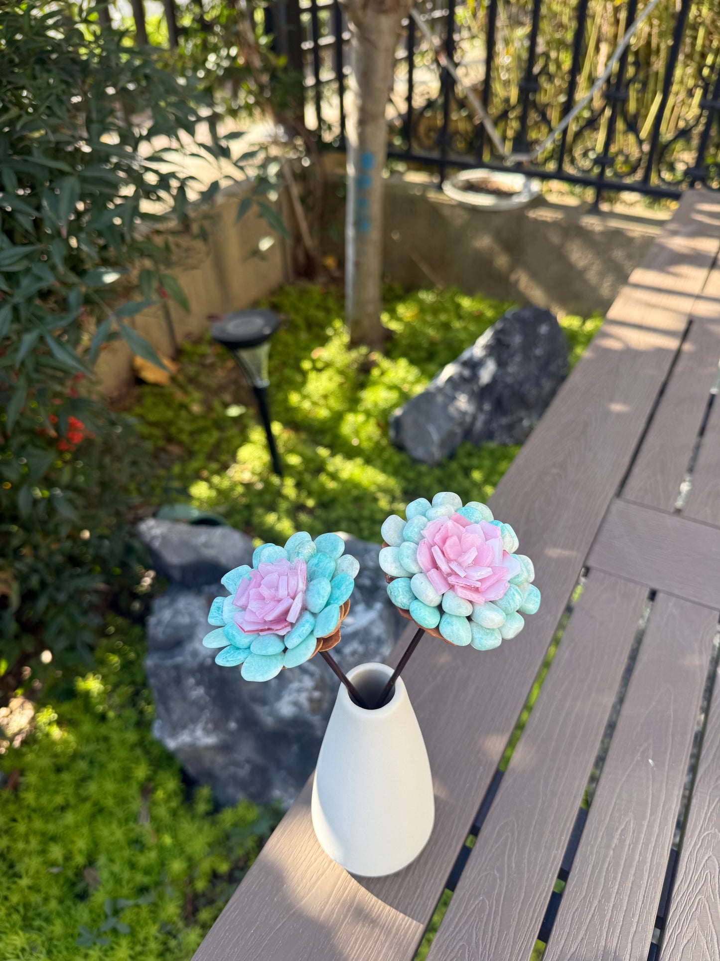 Handcrafted Natural Tianhe Stone Crystal Flower