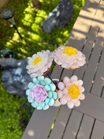 Handcrafted Natural Tianhe Stone Crystal Flower