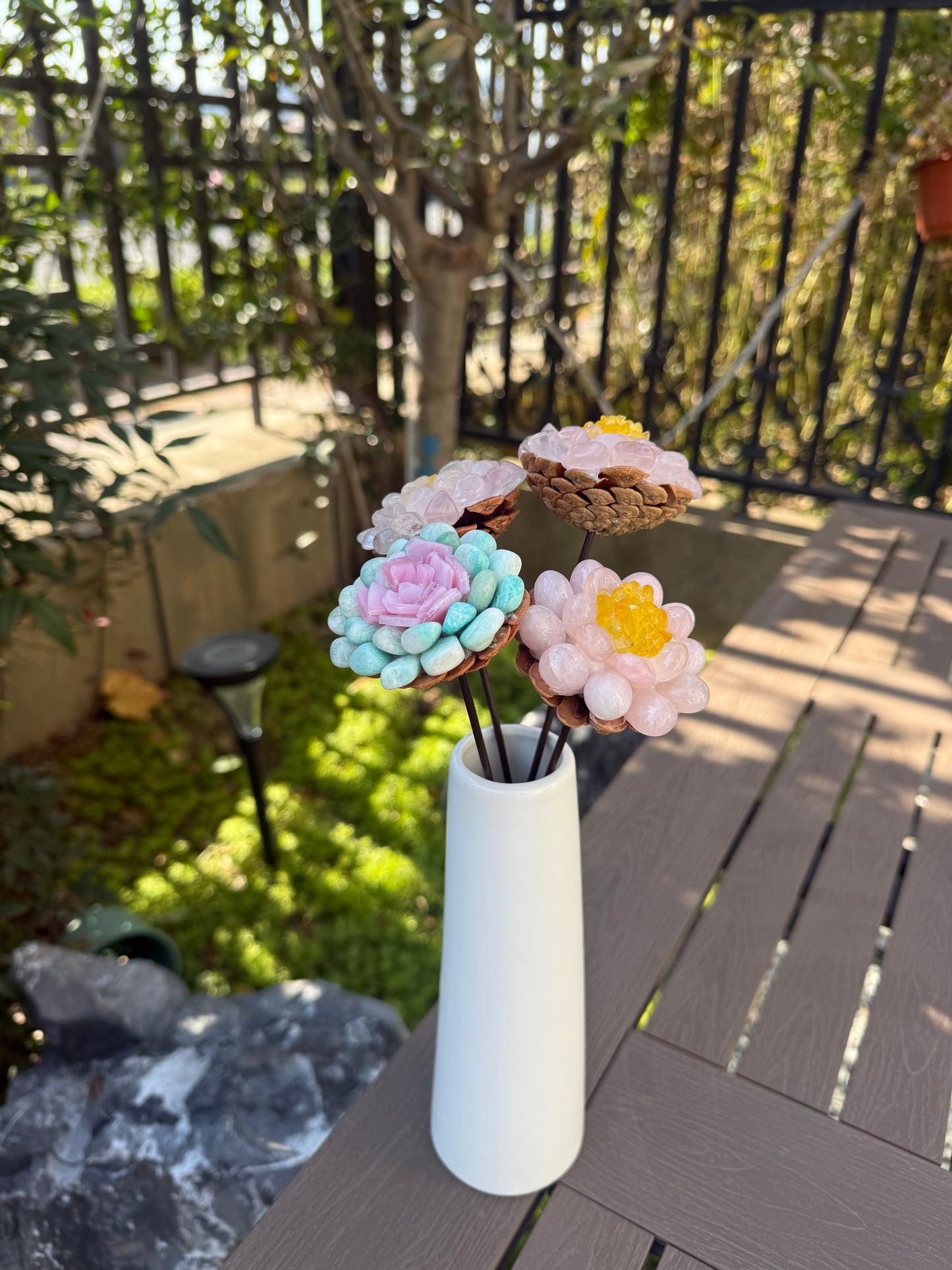 Handcrafted Natural Tianhe Stone Crystal Flower