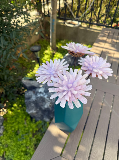 Handcrafted Natural Purple Lithium-Rich Quartz Flower