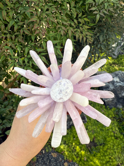 Handcrafted Natural Purple Lithium-Rich Quartz Flower