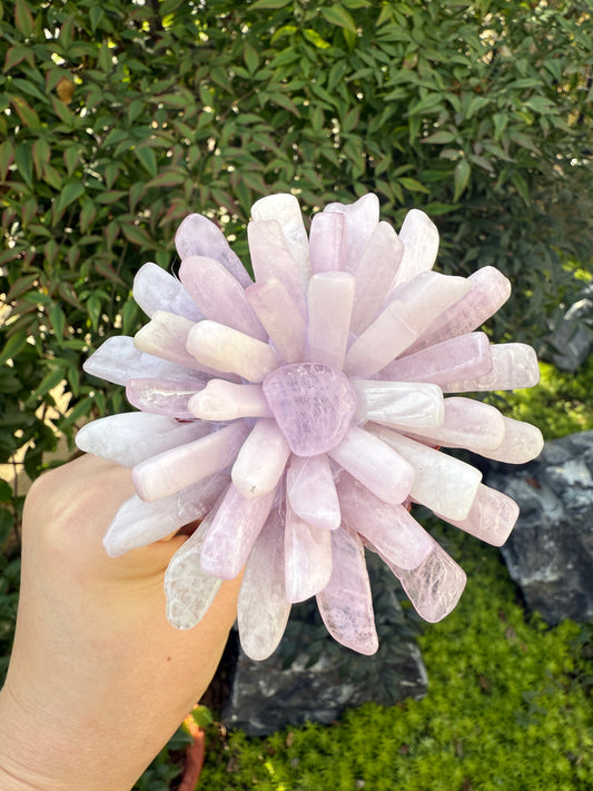 Handcrafted Natural Purple Lithium-Rich Quartz Flower