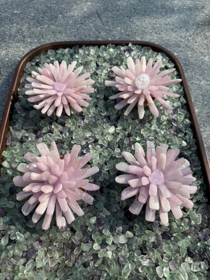 Handcrafted Natural Purple Lithium-Rich Quartz Flower