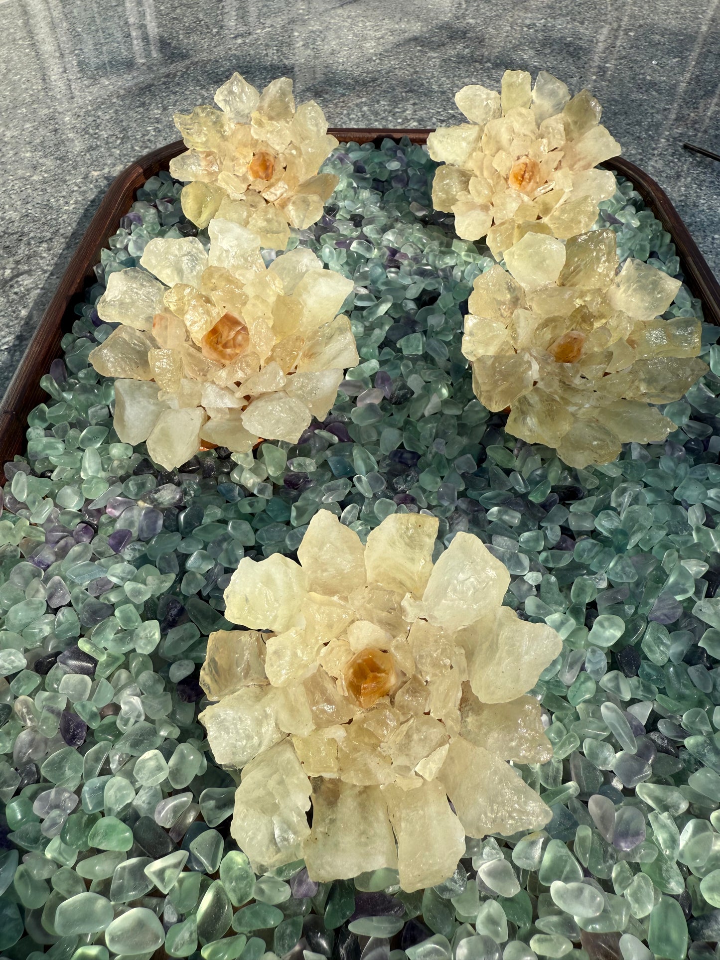 Handcrafted Natural Citrine Rough Crystal Flower