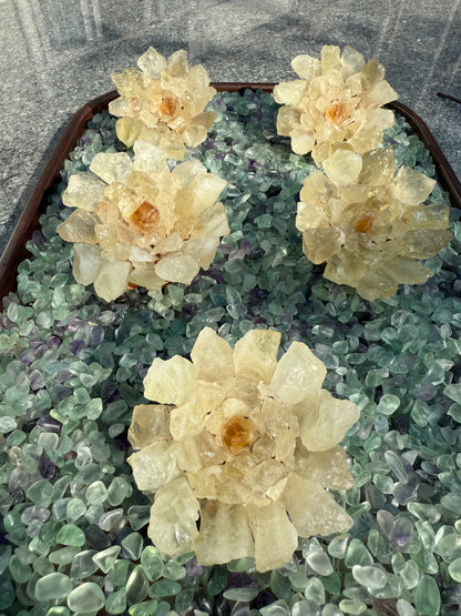 Handcrafted Natural Citrine Rough Crystal Flower