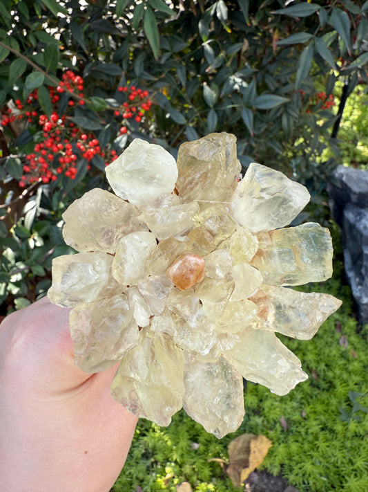 Handcrafted Natural Citrine Rough Crystal Flower