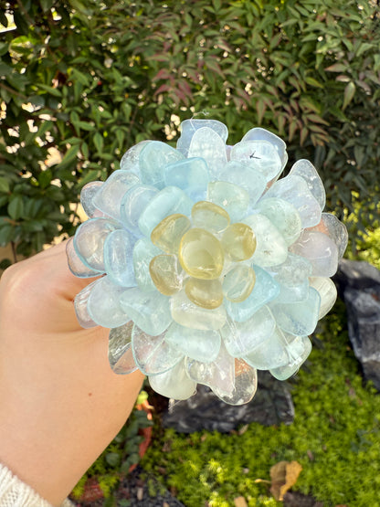 Handcrafted Natural Aquamarine Crystal Flower