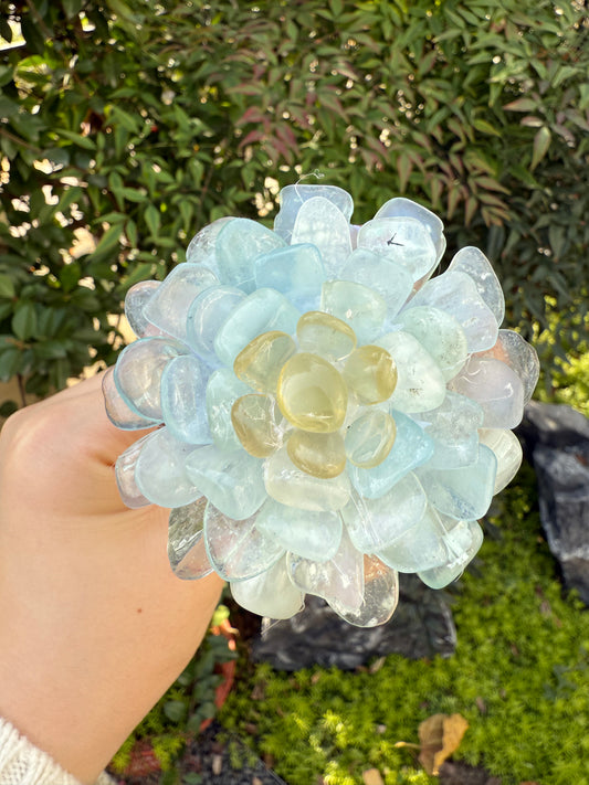 Handcrafted Natural Aquamarine Crystal Flower