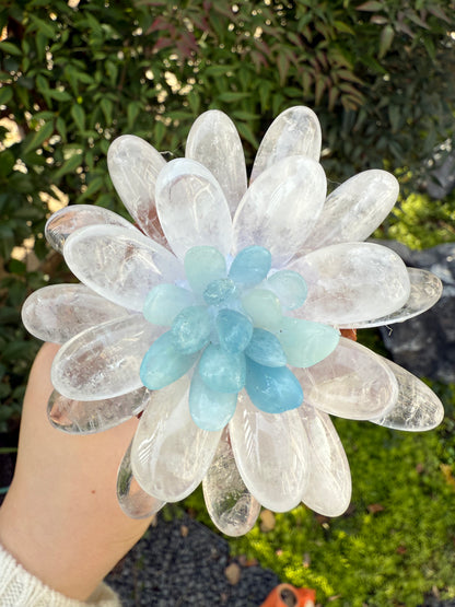 Handcrafted Natural Clear Crystal Flower