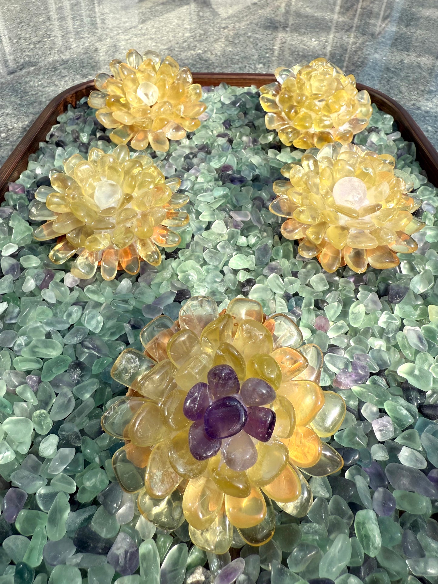 Handcrafted Natural Citrine Crystal Flower