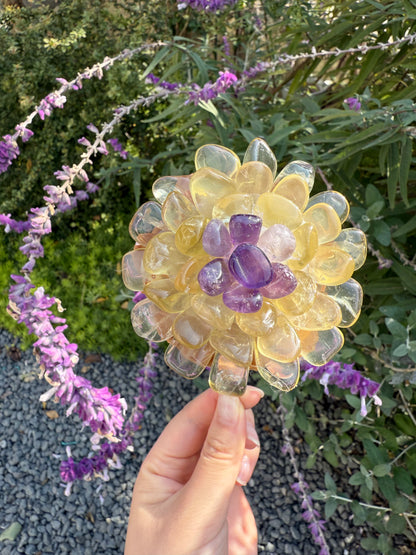 Handcrafted Natural Citrine Crystal Flower