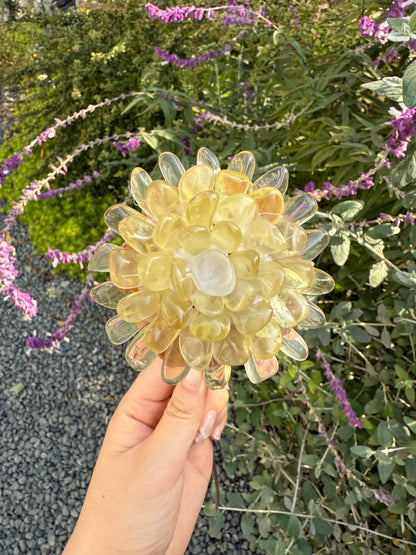 Handcrafted Natural Citrine Crystal Flower