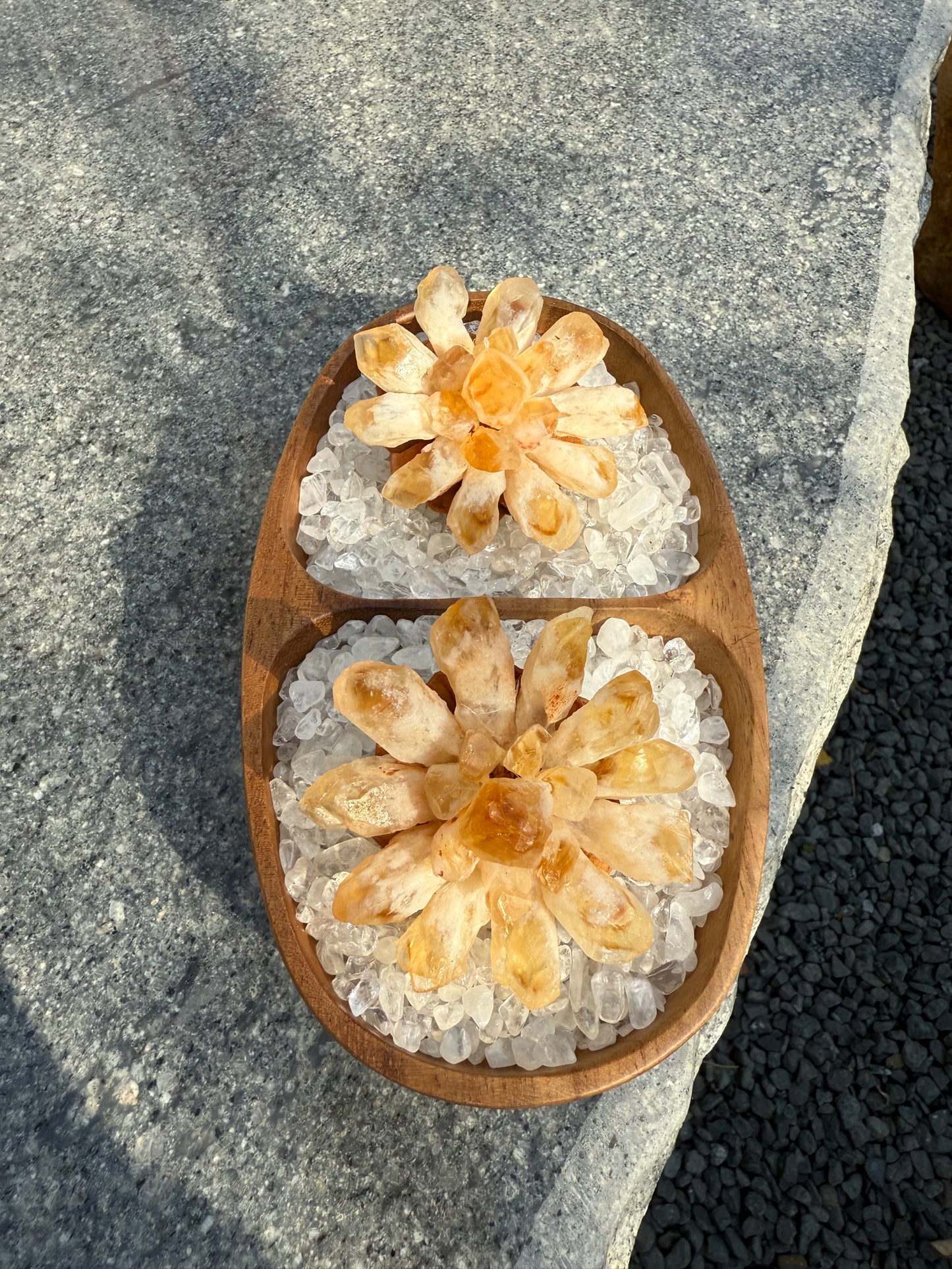 Handcrafted Natural Citrine Rough Stone Striped Crystal Flower