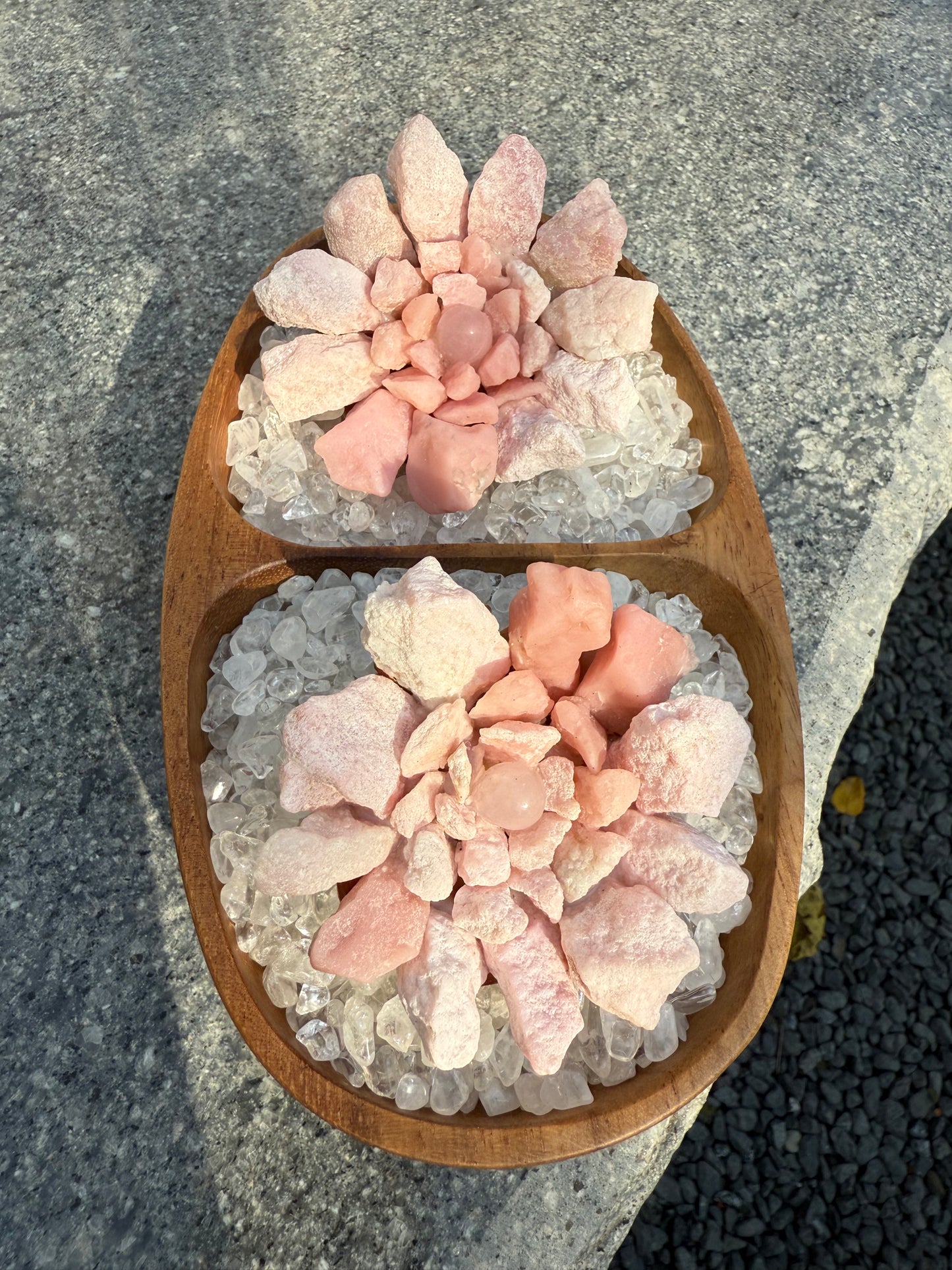 Handcrafted Natural Rose Quartz Crystal Flower