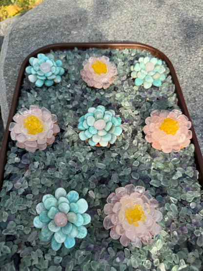 Handcrafted Natural Tianhe Stone Crystal Flower